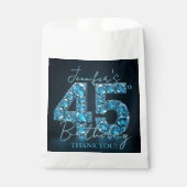 Elegant Teal Blue Diamonds Glamorous 45th Birthday フェイバーバッグ (正面)