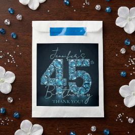 Elegant Teal Blue Diamonds Glamorous 45th Birthday フェイバーバッグ