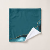 Elegant Teal Blue Gold Agate Geode バスタオルセット (ウォッシュタオル)