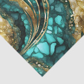 Elegant Teal Blue Gold Agate Geode Marble Abstract 薄葉紙 (詳細)
