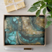 Elegant Teal Blue Gold Agate Geode Marble Abstract 薄葉紙 (ギフト)