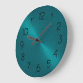 Elegant Teal Blue Metallic Look Sheen ラージ壁時計 (傾斜)