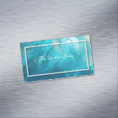 Elegant Teal Blue Ocean Wave Fluid Art Gold マグネット名刺 (インサイチュ)