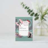 Elegant Teal & Blush Floral Wedding Enclosure Card エンクロージャーカード (スタンド正面)