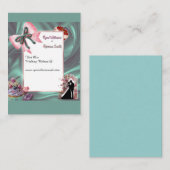 Elegant Teal & Blush Floral Wedding Enclosure Card エンクロージャーカード (正面/裏面)