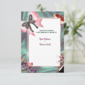 Elegant Teal & Blush Floral Wedding Thank You Card サンキューカード (スタンド正面)