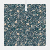 Elegant Teal Botanical Swirl Seamless Pattern ガラスオーナメント (裏面)