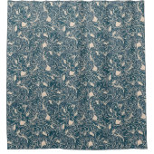 Elegant Teal Botanical Swirl Seamless Pattern シャワーカーテン (正面)