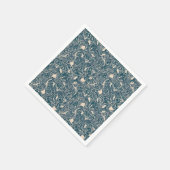 Elegant Teal Botanical Swirl Seamless Pattern スタンダードカクテルナプキン (角)