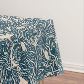 Elegant Teal Botanical Swirl Seamless Pattern テーブルクロス (インサイチュ)