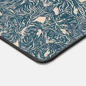 Elegant Teal Botanical Swirl Seamless Pattern デスクマット (コーナー)