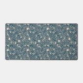 Elegant Teal Botanical Swirl Seamless Pattern デスクマット (正面)