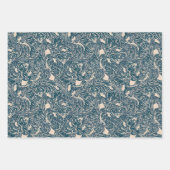 Elegant Teal Botanical Swirl Seamless Pattern ラッピングペーパーシート (正面)