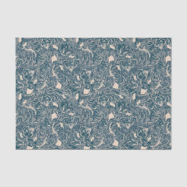 Elegant Teal Botanical Swirl Seamless Pattern 薄葉紙