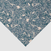 Elegant Teal Botanical Swirl Seamless Pattern 薄葉紙 (詳細)