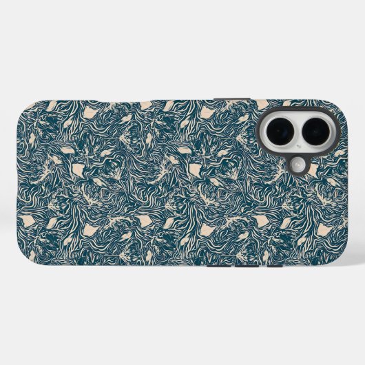 Elegant Teal Botanical Swirl Seamless Pattern Case-Mate iPhoneケース (裏面 (横))