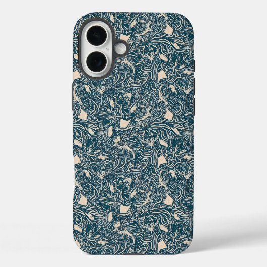 Elegant Teal Botanical Swirl Seamless Pattern Case-Mate iPhoneケース (裏面)