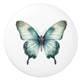 Elegant Teal Butterfly Turquoise Blue Drawer Knob セラミックノブ