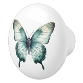 Elegant Teal Butterfly Turquoise Blue Drawer Knob セラミックノブ (右)