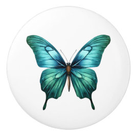 Elegant Teal Butterfly Turquoise Blue Drawer Knob セラミックノブ