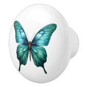 Elegant Teal Butterfly Turquoise Blue Drawer Knob セラミックノブ (右)