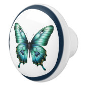 Elegant Teal Butterfly Turquoise Blue Drawer Knob セラミックノブ (右)