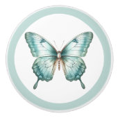 Elegant Teal Butterfly Turquoise Blue Drawer Knob セラミックノブ (正面)