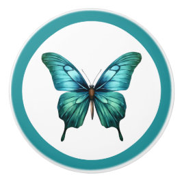 Elegant Teal Butterfly Turquoise Blue Drawer Knob セラミックノブ