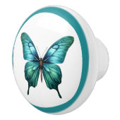 Elegant Teal Butterfly Turquoise Blue Drawer Knob セラミックノブ (右)