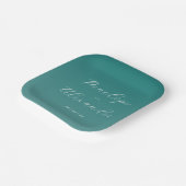 Elegant Teal Calligraphy ペーパープレート (傾斜あり)