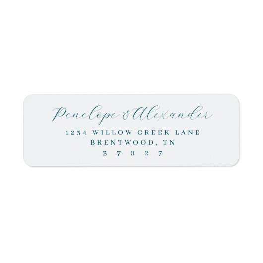 Elegant Teal Calligraphy ラベル (正面)