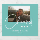 Elegant Teal Cheers Wedding  スパークリングワインラベル (シングルラベル)