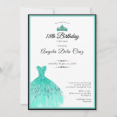 Elegant teal dress 18th birthday debut 招待状 (正面)