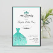 Elegant teal dress 18th birthday debut 招待状 (スタンド正面)