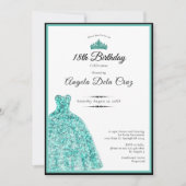 Elegant teal dress 18th birthday debut 招待状 (正面)