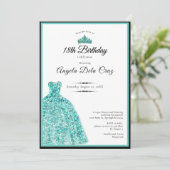 Elegant teal dress 18th birthday debut 招待状 (スタンド正面)