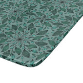 Elegant Teal Floral Pattern with Leaf Mandala カッティングボード (角)