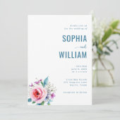 Elegant Teal Floral Wedding Invitation 招待状 (スタンド正面)