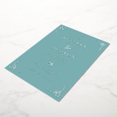 Elegant Teal Geometric Wedding Invitation 箔招待状 (回転した状態)