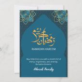 Elegant Teal Gold Islamic Ramadan Iftar Invitation 招待状 (裏面)