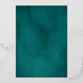 Elegant Teal Gold Leaf Wreath Quinceanera 箔招待状 (裏面)