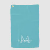 Elegant Teal Green Monogram Name Initial Custom ゴルフタオル (正面)