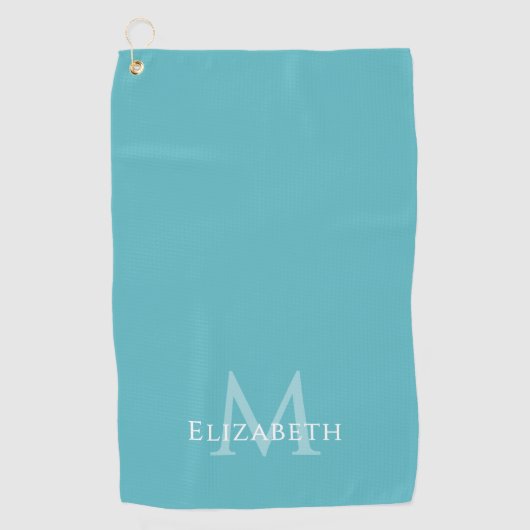Elegant Teal Green Monogram Name Initial Custom ゴルフタオル (正面)