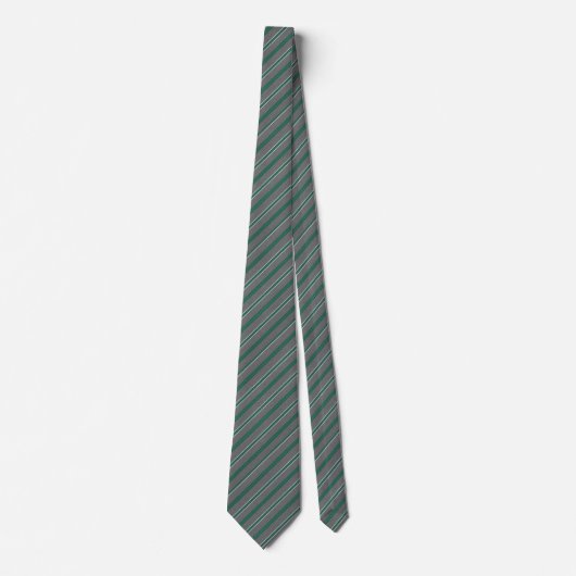 Elegant Teal Green & Silver Diagonal Striped ネクタイ (正面)