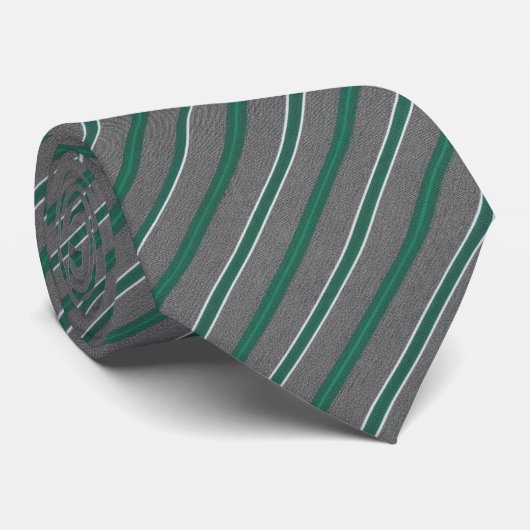 Elegant Teal Green & Silver Diagonal Striped ネクタイ (ロール)