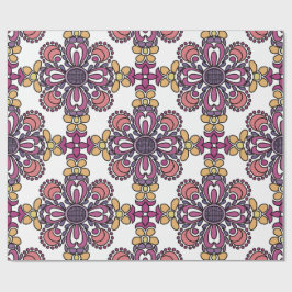 Elegant Teal & Maroon Floral Pattern Wrapping ラッピングペーパー