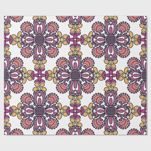 Elegant Teal & Maroon Floral Pattern Wrapping ラッピングペーパー (フラット)