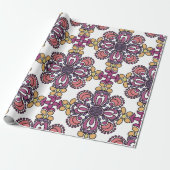Elegant Teal & Maroon Floral Pattern Wrapping ラッピングペーパー (アンロールド)