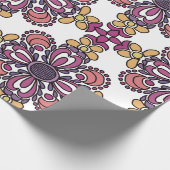 Elegant Teal & Maroon Floral Pattern Wrapping ラッピングペーパー (角)
