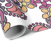 Elegant Teal & Maroon Floral Pattern Wrapping ラッピングペーパー (ロールコーナー)